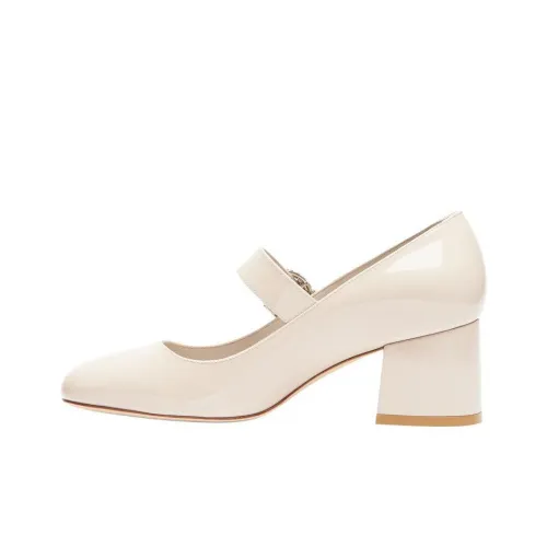 Stuart Weitzman SW Sloane 60 Грубый каблук Туфли Мэри Джейн 6 см Женские Белые