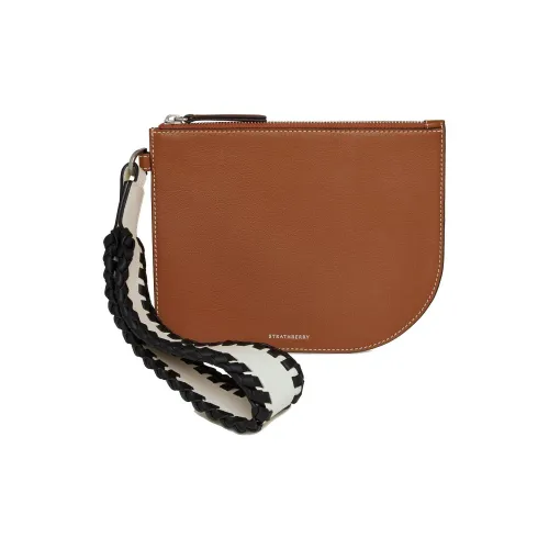 Strathberry COLLAGERIE Коллаборация Гладкая Телячья Кожа Клатч Женские Каштановый Ванильный Черный