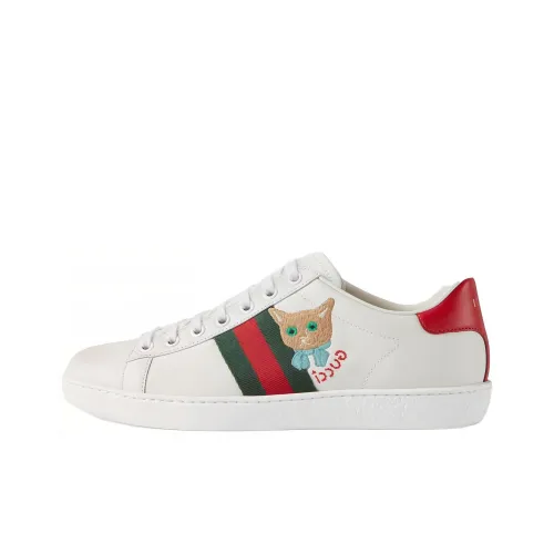 GUCCI Ace Low Топ Стильные Скейтбординги Женские Белые Красные