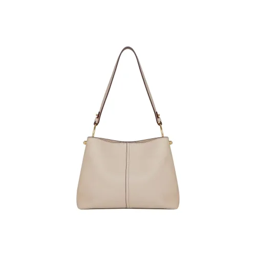 Strathberry Рельефная Телячья Кожа Ведрообразная Сумка Хобо Сумка Сумка через плечо Женская Овсяный Бежевый