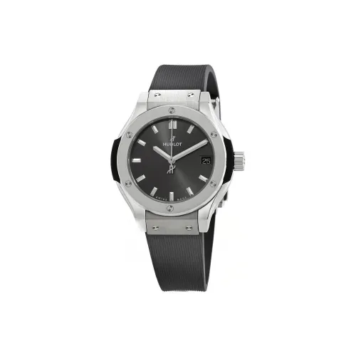 HUBLOT Classic Fusion Collection Кварцевый механизм Женские часы 33 мм Серый циферблат Титан Корпус Часы Резиновый ремешок