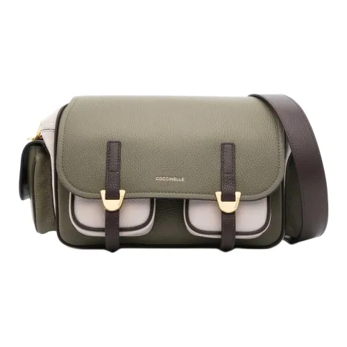 COCCINELLE Телячья кожа Сумка через плечо Женская Оливково-зеленая с Светло-бежевой