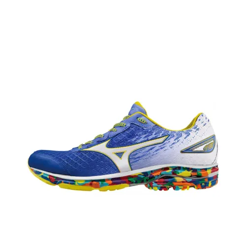 Mizuno Wave Rider 19 Амортизаторы Slip-resistant Низкий топ Беговые кроссовки Мужские Синий Белый