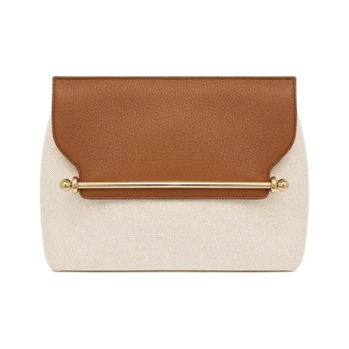 Strathberry Телячья кожа с рельефным узором кошелек из холста сумка через плечо большой женский светлый умбра и коричневый