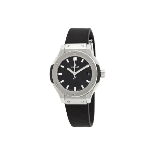 HUBLOT Classic Fusion Кварцевый механизм Мужские часы Часы 33 мм Черный циферблат Титановый сплав Корпус часов Резиновый ремешок