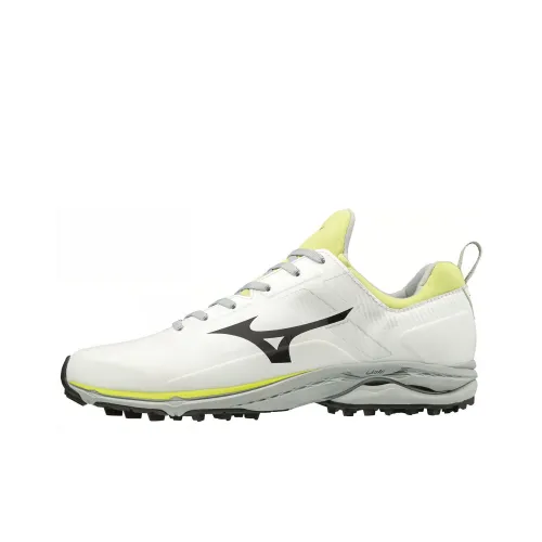 Mizuno Shock Absorbers Slip-Resistant Abrasion-Resistant Breathable Low-Top Golf Shoes Men's White Black Yellow Мицубо Шок Абсорберы Противоскользящие Устойчивые к Износу Дышащие Низкие Кеды для Гольфа Мужские Белый Черный Желтый