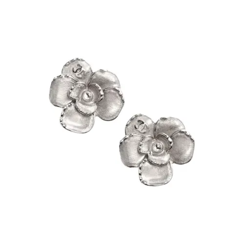 CHANEL Металл Смола Серьги-гвоздики Женские Серебристые