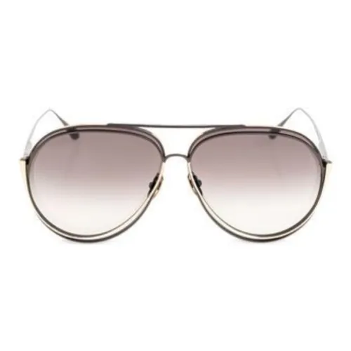 Linda Farrow Титан OVAL SUNGLASSES Женские Черный