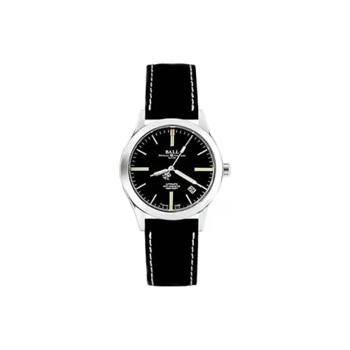 Шар Автоматический Механический Часы Мужские Часы 40 мм Черный Циферблат Корпус из Нержавеющей Стали Ремешок из Коровьей Кожи