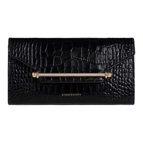 Strathberry Крокодил Тисненый Телячья кожа Сумка через плечо Женская Черная