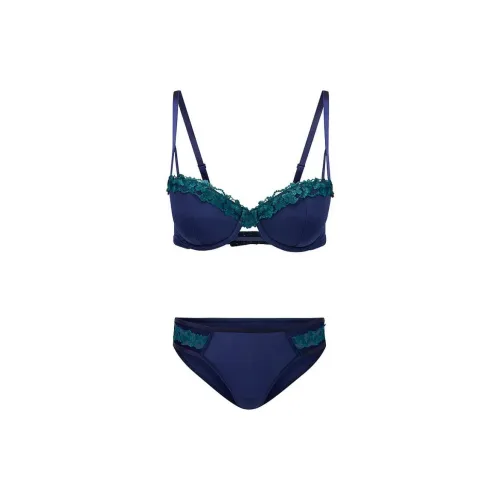 Victoria's Secret ЭВА Балконет Бюстгальтер и Комплект Трусов в Средневековый Синий Комплект Женское Нижнее Белье в Средневековом Синем Цвете