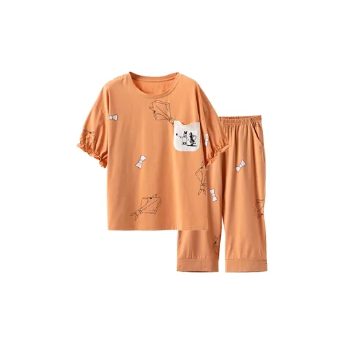 H YXIANG Пижамный комплект женский цвет оранжевый