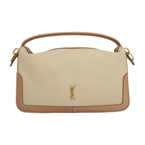 SAINT LAURENT Cassandre Холст Телячья кожа Сумка Женская Бежевая