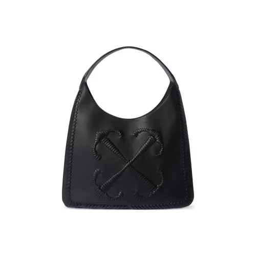 Off Белый Телячья кожа Хобо Сумка Сумка через плечо Унисекс Черная