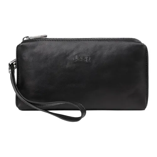 JEEP Клатч из натуральной коровьей кожи маленький мужской черный