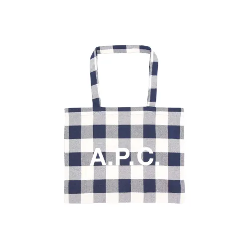 A.P.C Хлопок Тоут Сумка Сумка для покупок Сумка на плечо Сумка Женская Клетчатая Бежевая и Синяя