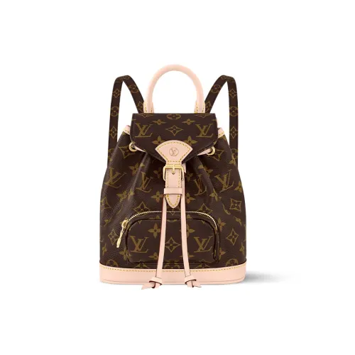 LOUIS VUITTON Montsouris Монограмма Покрытый холст Рюкзак Мини Женские Коричневый