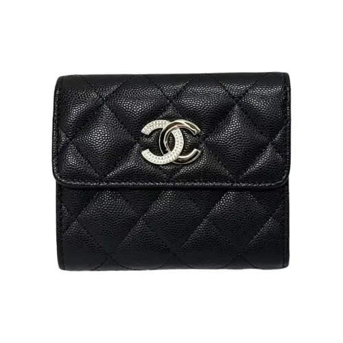 CHANEL Кошелек из икорной коровьей кожи женский черный