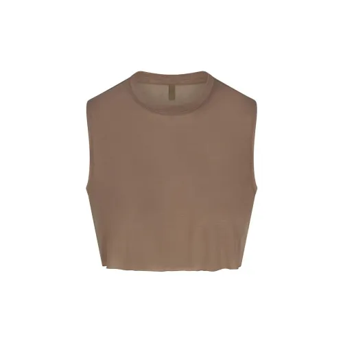 SKIMS Kim's Sleep Super Cropped Tank Pajama Top Women's TRUFFLE TRUFFLE