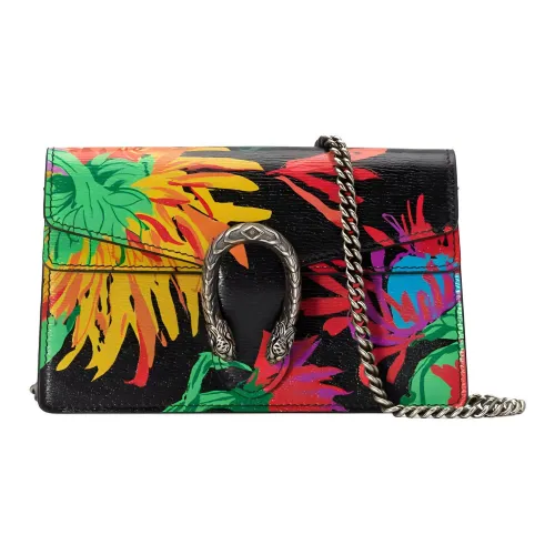 GUCCI Dionysus Кожа Сумка через плечо Сумка Extra Mini Женская Черная Многоцветная