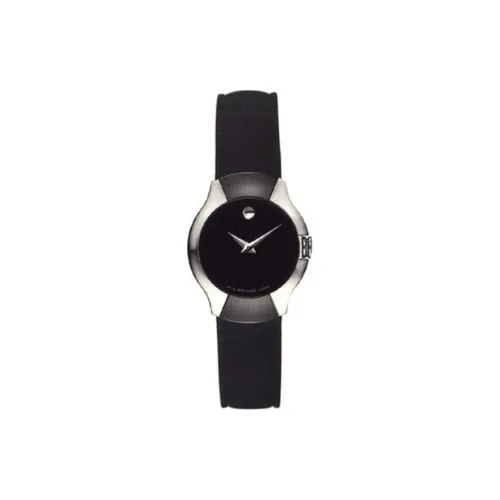 MOVADO Кварцевый механизм Женские часы 25 мм Черный циферблат Корпус из нержавеющей стали Кожаный ремешок