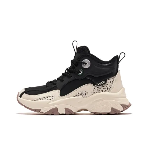 QIAODAN Противоскользящий устойчивый к истиранию высокий топ кэжуал женский черный бежевый