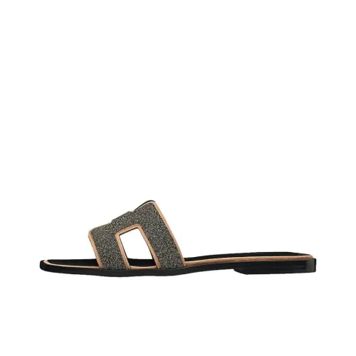 HERMES Oran Слипоны Женские Позолоченный Черный