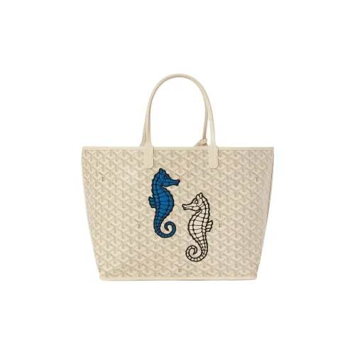 GOYARD Anjou Телячья кожа с цветным холстом Тоут Сумка Сумка для покупок Сумка Сумка через плечо Женская Песочный