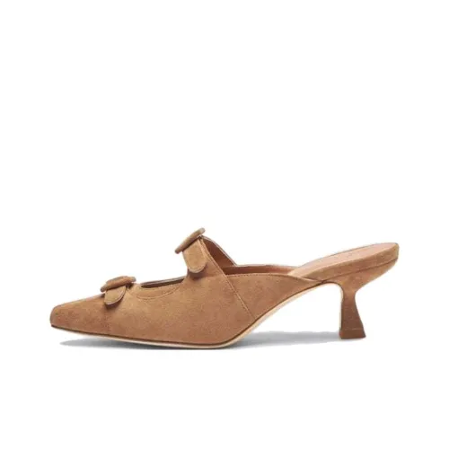 SCAROSSO Противоскользящие домашние тапочки женские цвет коричневый