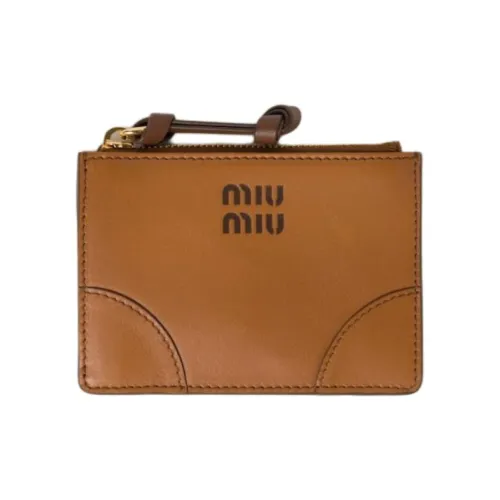 MIU MIU Кожа Держатель для карт Женский Коричневый и Древесный Коричневый