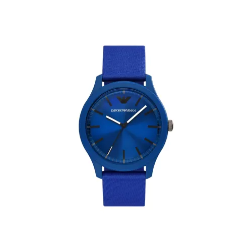 EMPORIO ARMANI Мужские часы Кварцевый механизм Тканевый ремешок 45 мм Синий циферблат