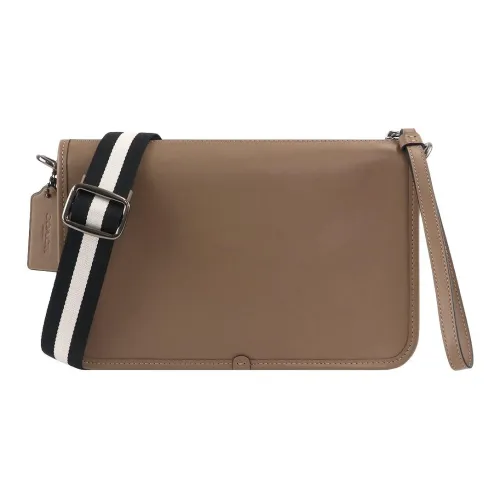 COACH Heritage кожа ручная сумка через плечо маленькая мужская хаки коричневый