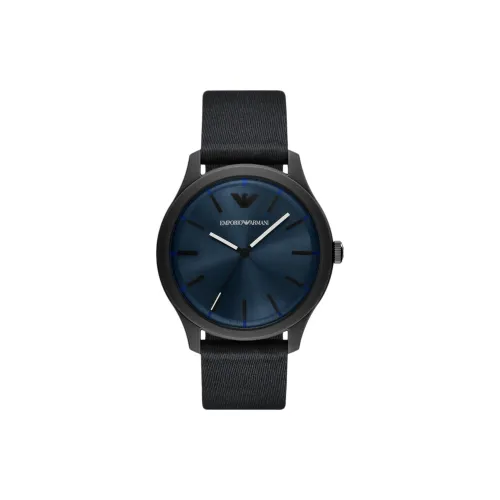 EMPORIO ARMANI Мужские часы Кварцевый механизм Тканевый ремешок 45 мм Синий циферблат