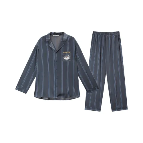 GUKOO x DISHINI LUSIFU LIANMING Пижамный комплект Мужской Темно-циановый Серый