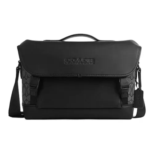 COACH League Коровья кожа с тканевой сумкой через плечо мужская черная сумка