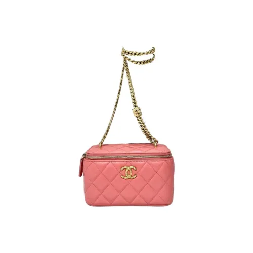 CHANEL Кожа Маленькая Квадратная Коробка Сумка через плечо Женская Розовая