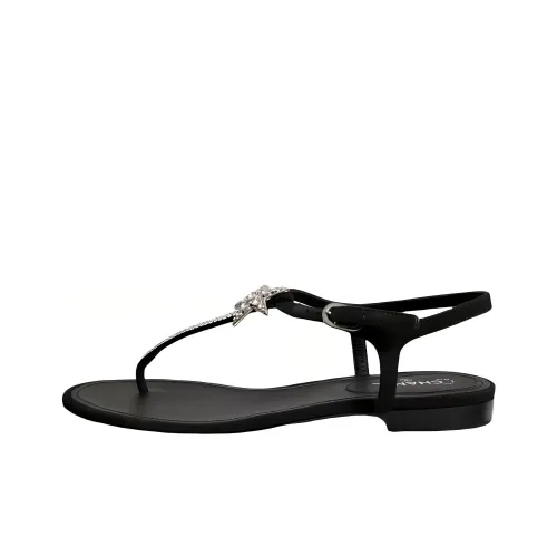 CHANEL One Ремешок Сандалии Женские Черные