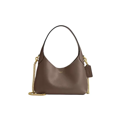 COACH Brooklyn Коровья кожа Портативная Сумка через плечо Сумка на плечо Маленькая Женская Темно-серый Лаймовый