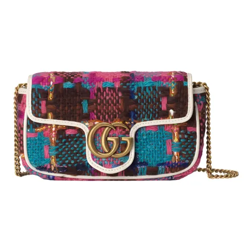 GUCCI GG Marmont Фланелевая сумка через плечо с кожаными вставками женская многоцветная