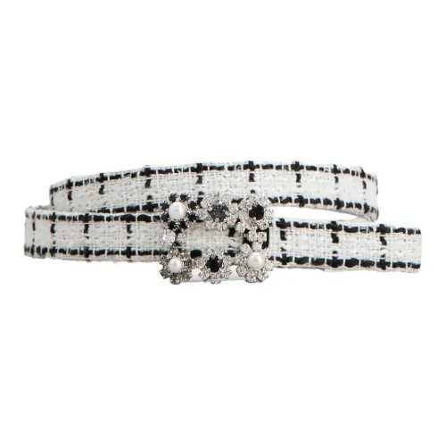 Roger Vivier Логотип бренда Твид Ткань Ремень Женские Белый