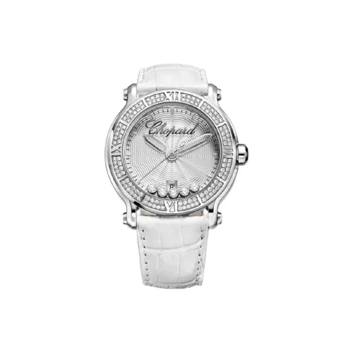 CHOPARD HAPPY DIAMONDS Collection Кварцевый механизм Женские часы 42 мм Серебристый циферблат Корпус из нержавеющей стали Кожаный ремешок