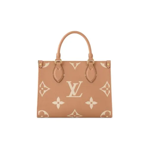 LOUIS VUITTON ONTHEGO Кожа Тоут Сумка Сумка для покупок Сумка через плечо Сумка Маленькая Женская Коричневая