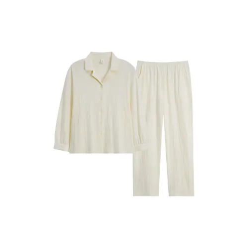 Sha Qian Пижамный комплект женский бежевый желтый