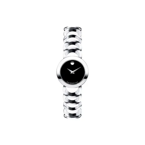 MOVADO Moon Bear Collection Кварцевый механизм Женские часы 22 мм Черный циферблат Корпус из нержавеющей стали Ремешок из нержавеющей стали