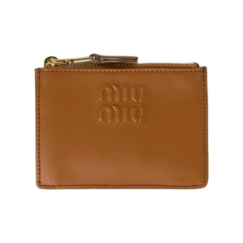 MIU MIU Кожа Держатель для карт Женские Коричневый
