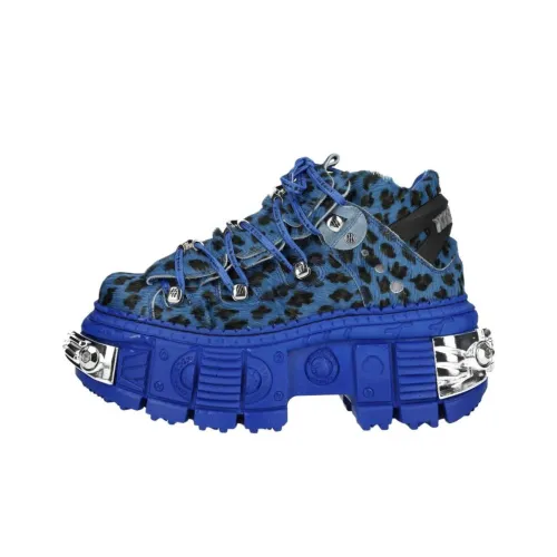NEW ROCK Slip-resistant Abrasion-resistant Low Top Casual Shoes Unisex Leopard Print Blue NEW ROCK Противоскользящая Устойчивая к истиранию Низкий Топ Повседневная Обувь Унисекс Леопардовый принт Синий