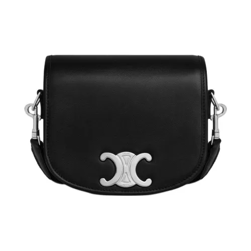 CELINE BesaceTriomphe Телячья кожа Сумка через плечо Маленькая Мужская Черная