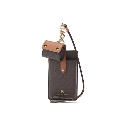 MICHAEL KORS Искусственная кожа Шея Подвесной чехол для мобильного телефона Сумка Картхолдер Картхолдер Женский Темно-коричневый Желудево-коричневый
