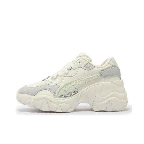 PUMA Pulsar Wedge Устойчивые к истиранию Низкие Кроссовки с Толстой Подошвой Женские Белые Серые Серебряные