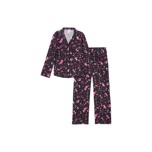 Victoria's Secret Pajama Комплект Женский Черный Звезды Цветочный Принт
